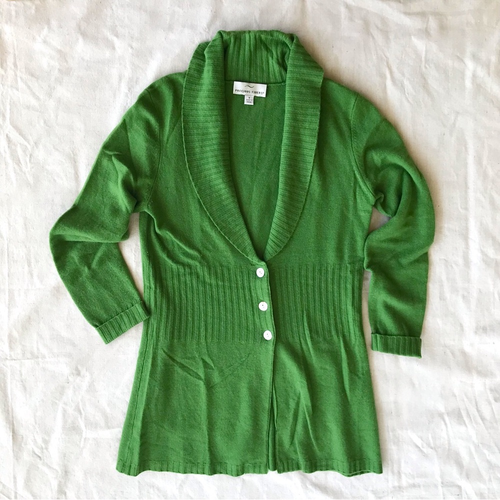 Precious Fibers 100% cashmeres Shawl Collar Longline Cardigan Sweater, Small